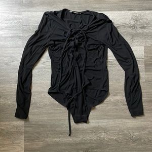 Black lace up bodysuit